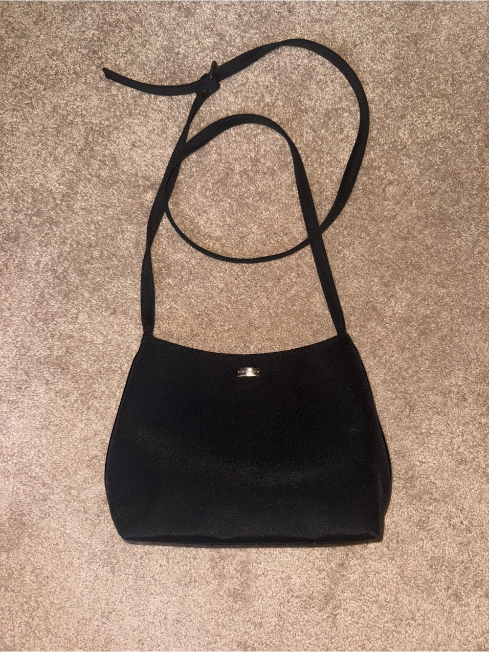 Liz Claiborne Black Crossbody Bag with Metal Logo Accent